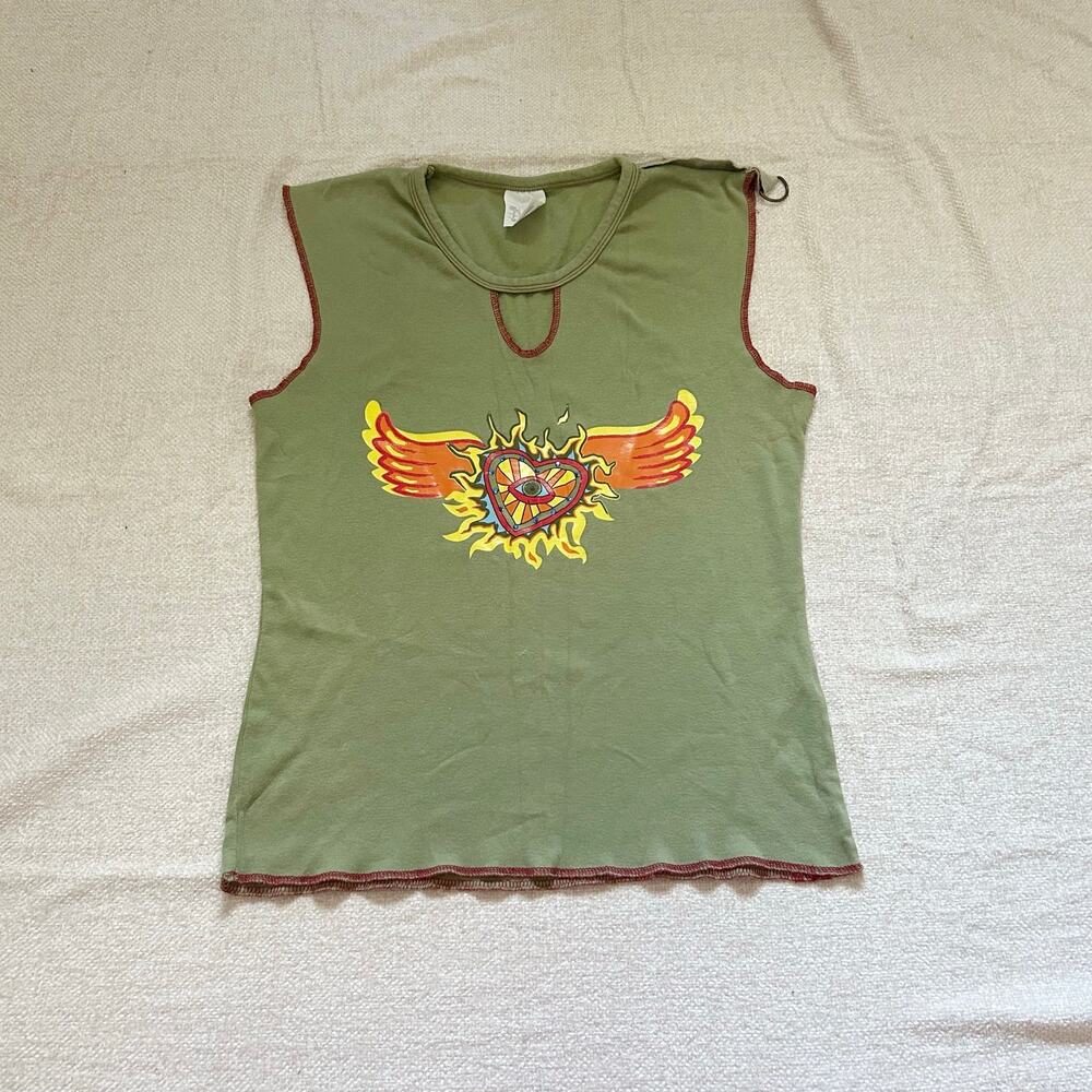 Green sleeveless t shirt tank top